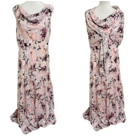 Alex Evenings Floral Burnout High Low Chiffon Dress with Wrap Light Pink Size 12 - Picture 9 of 9
